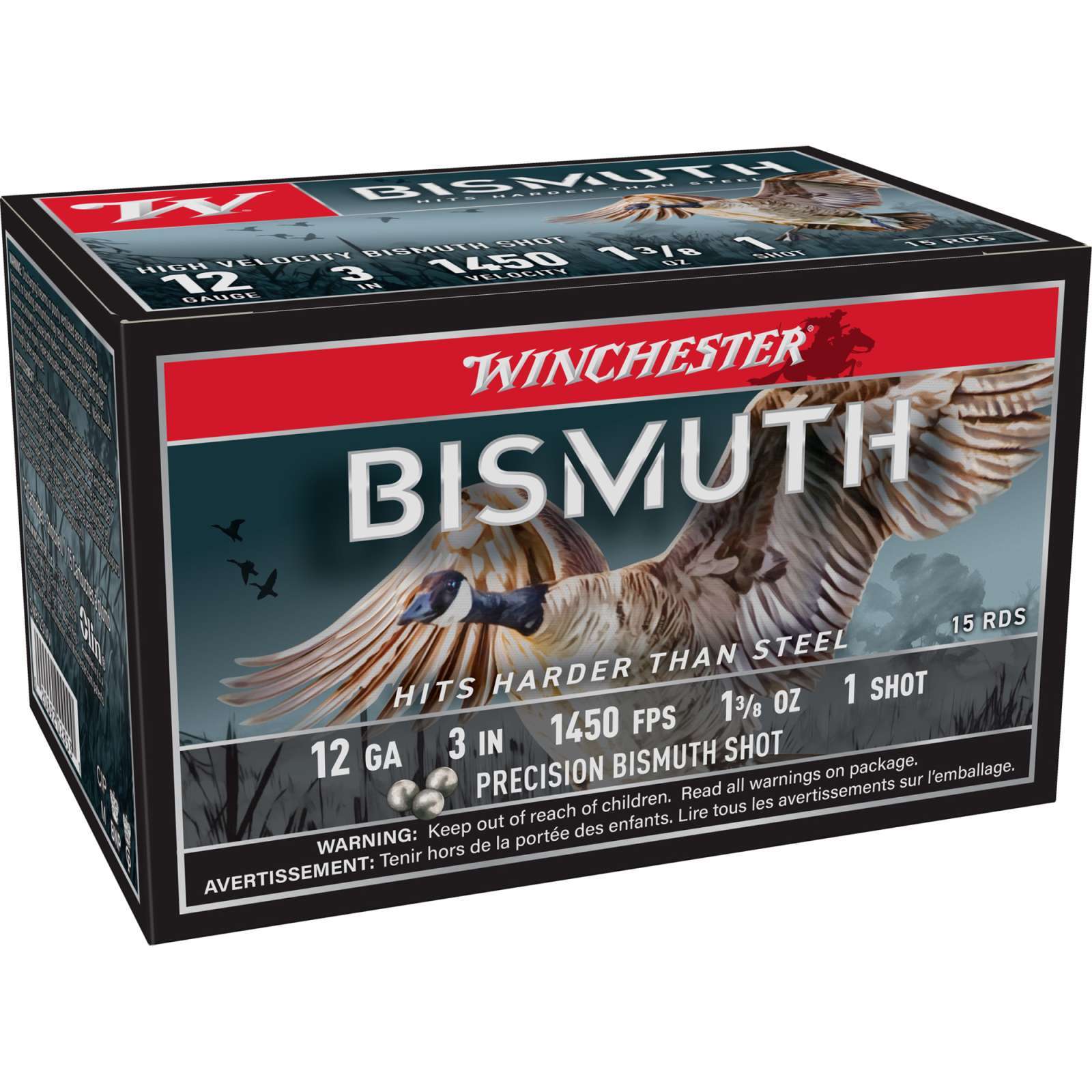 WINCHESTER BISMUTH 12 GA 3" #1 1-3/8OZ 15 RD/BX 10 BX/CS
