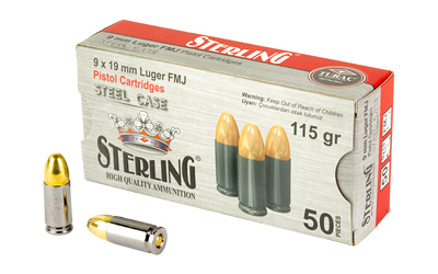 STERLING 9MM 115GR FMJ STEEL 50/1500