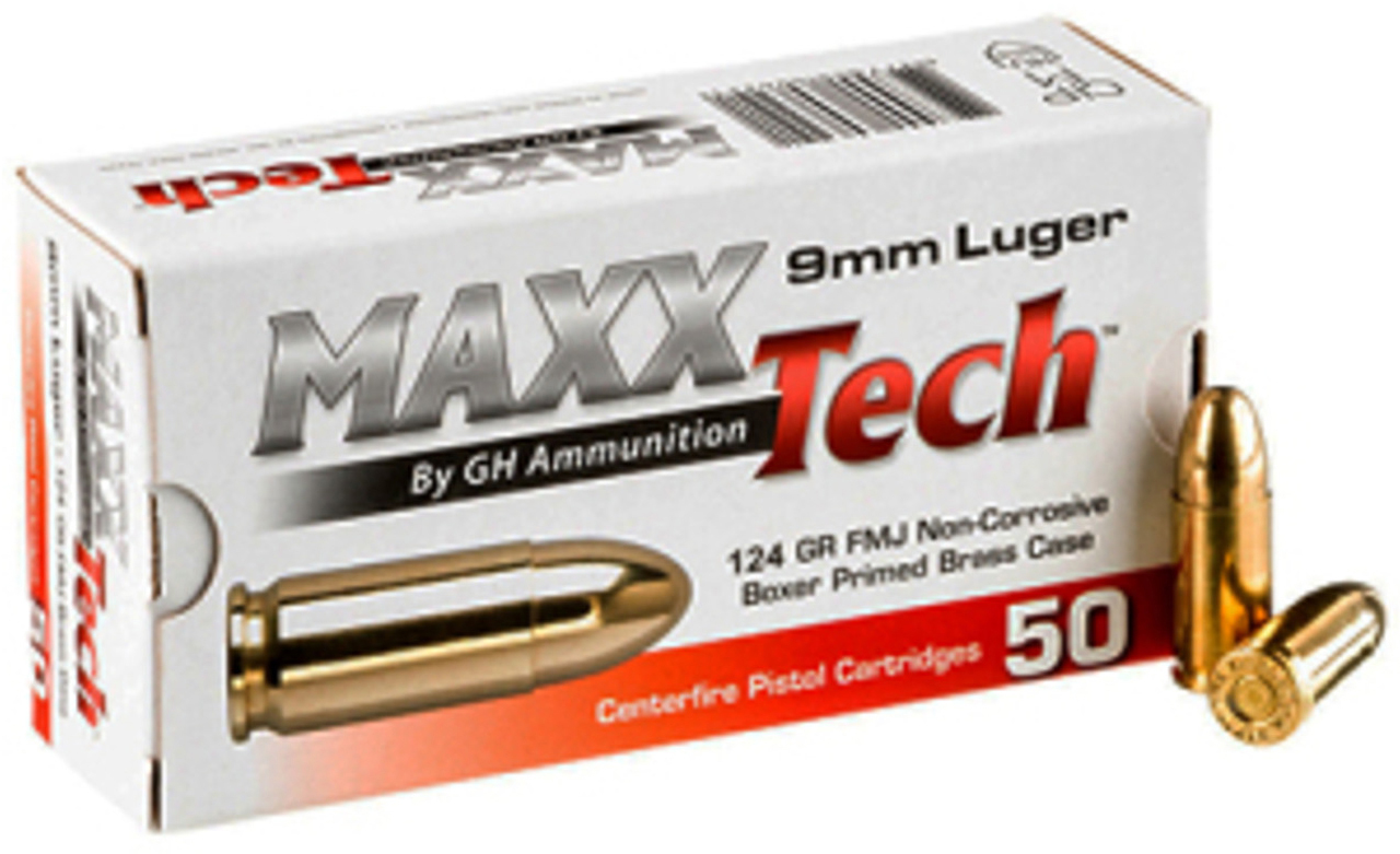 MAXX 9MM 124GR FMJ BRASS 50/10