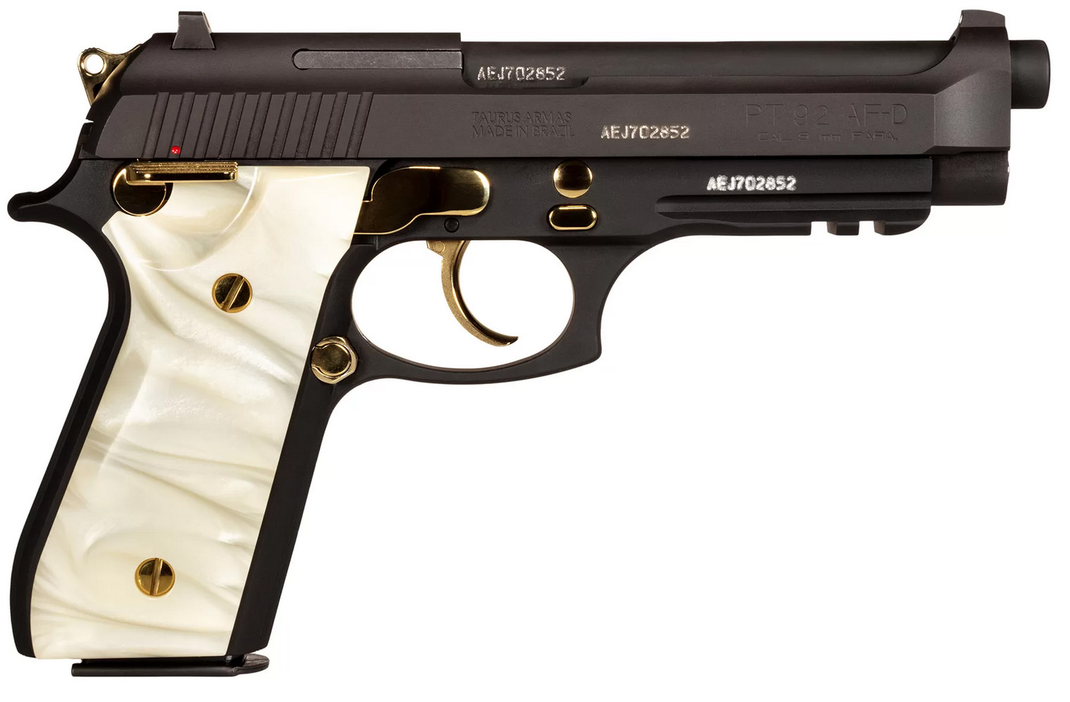 TAU PT2 9MM 5 BLK GOLD PEARL GRIPS 2 17RD