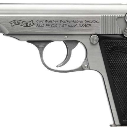 WAL PP SD 32ACP THREADED SS BLK PANEL GRIPS 2 8RD