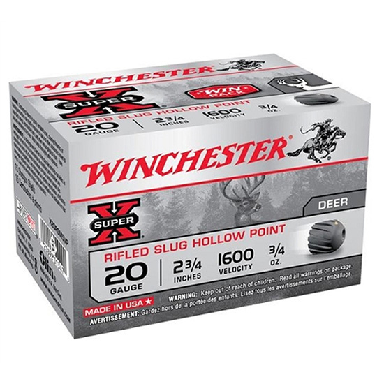 WIN SUPER-X RIFLED SLUG 20GA 2.75 3/4OZ 15/10