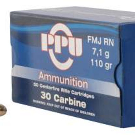 PPU 30 CARBINE FMJ 110GR 50RD BOX 10 BOXES PER CASE