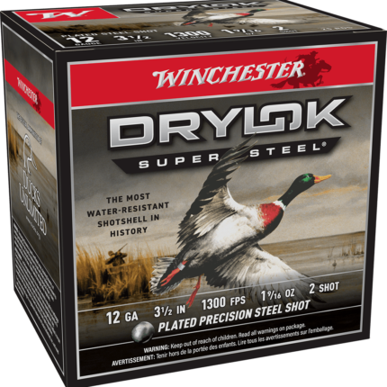 WINCHESTER DRYLOK SUPER STEEL 12 GA 3-1/2" #2  1-9/16 OZ 25 RD/BX 10 BX/CS