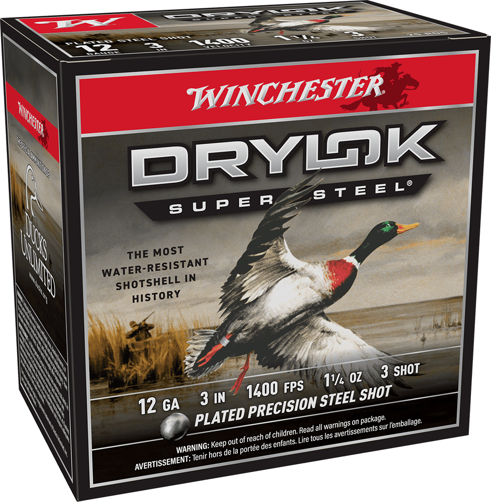 WINCHESTER DRYLOK SUPER STEEL 12 GA 3" #3 1-1/4 OZ 25 RD/BX 10 BX/CS