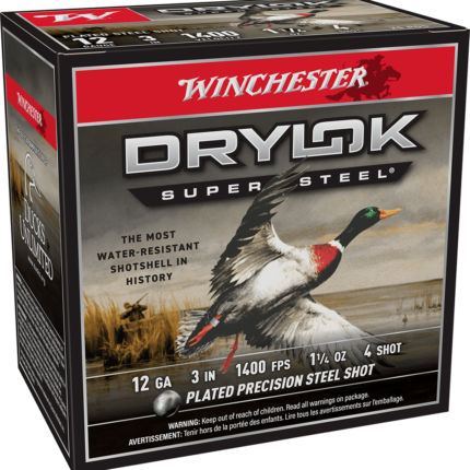 WINCHESTER DRYLOK SUPER STEEL 12 GA 3" #4  1-1/4 OZ 25 RD/BX 10 BX/CS