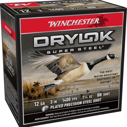 WINCHESTER DRYLOK SUPER STEEL 12 GA 3" BB 1-1/4 OZ 25 RD/BX 10 BX/CS
