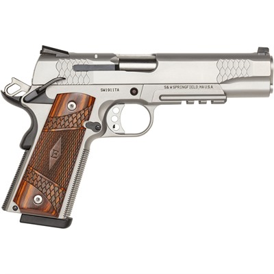 SW1911TA E-SERIES TACTICAL RAIL 45 ACP 5â BBL (2)8RD SS/WOOD