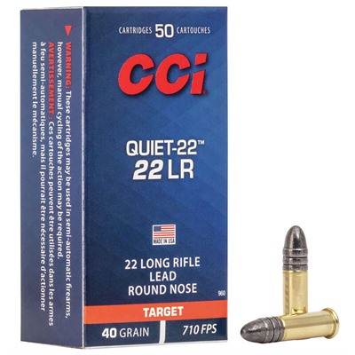 QUIET-22 22 LONG RIFLE 40GR LEAD ROUND NOSE 50/BOX
