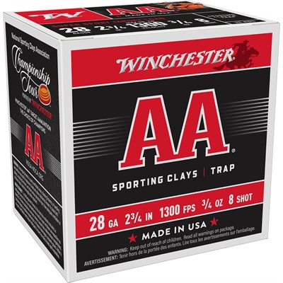 AA SPORTING CLAYS 28 GAUGE 2-3/4'' 3/4 OZ #8 SHOT 25/BOX