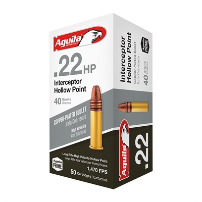 INTERCEPTOR 22 LR 40GR COPPER PLATED HOLLOW POINT 50/BOX