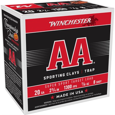AA SPORTING CLAYS 20 GAUGE 2-3/4'' 7/8 OZ #8 SHOT 25/BOX