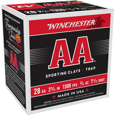 AA SPORTING CLAYS 28 GAUGE 2-3/4'' 3/4 OZ #7.5 SHOT 25/BOX