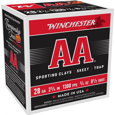 AA SPORTING CLAYS 28 GAUGE 2-3/4'' 3/4 OZ #8.5 SHOT 25/BOX