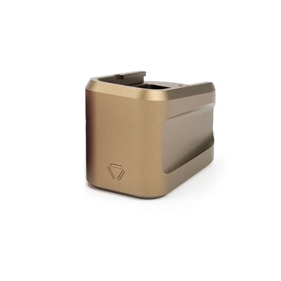 ALUMINUM EXTENDED MAG PLATE FOR GLOCK G19 (9MM) IN FDE