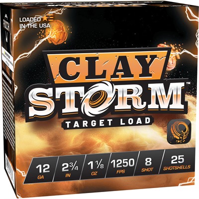 CLAY STORM 12 GAUGE 2-3/4'' 1-1/8OZ #8 SHOT 1250 FPS 25/BOX