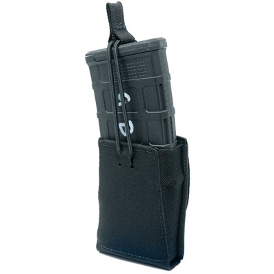 SINGLE RIFLE 5.56 NATO MAGAZINE POUCH W/BUNGEE RETENTION BLK