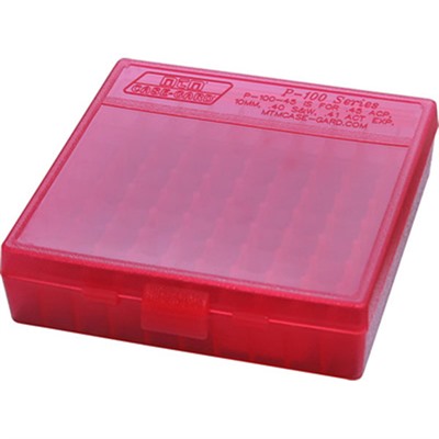 FLIP TOP PISTOL AMMO BOX 9MM-380 ACP 100 ROUND RED