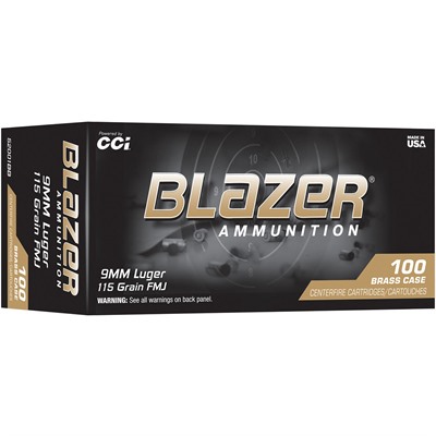 BLAZER BRASS 9MM LUGER 115GR FMJ 1145 FPS 100/BOX