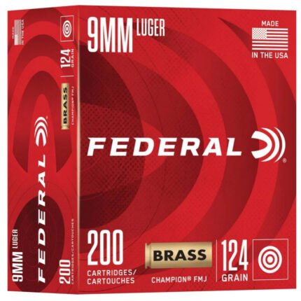 FED CHAMPION BRASS 9MM 124GR FMJ 200/5
