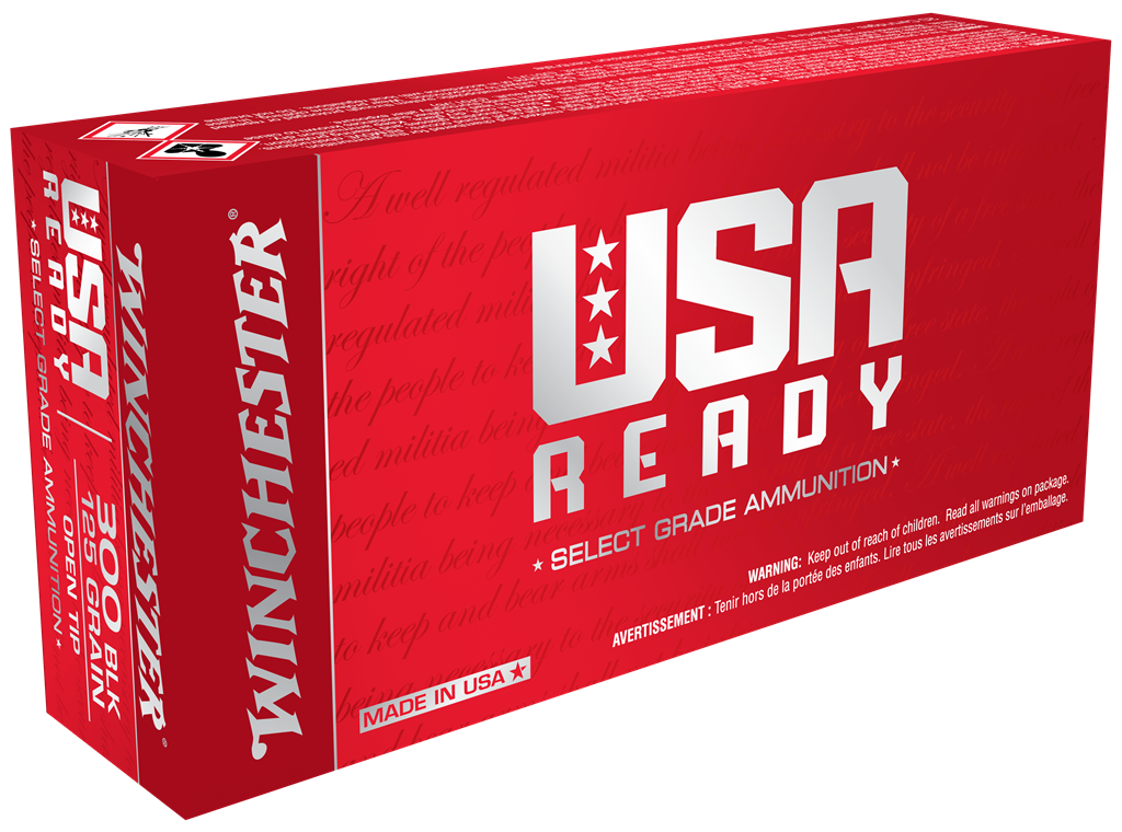 WINCHESTER USA READY 300BLK 125GR OPEN TIP 20RD BX 200RD CASE