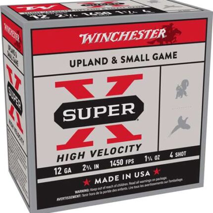 WINCHESTER 12 GA 2-3/4" #4 SUPER-X  HS HIGH VELOCITY 1-1/4 OZ 25 RD/BX 10 BX/CS