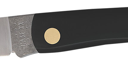 Case 00092 Sod Buster  3.70" Folding Skinner Plain Etched As-Ground Tru-Sharp SS Blade/Smooth Black Synthetic Handle