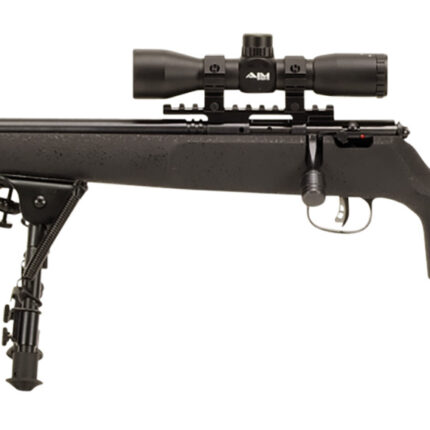 Savage Arms 13836 Rascal Target XP Youth 22 LR 1rd 16.13" Black Satin Heavy Threaded Barrel, Satin Black Drilled & Tapped Carbon Steel Receiver, Matte Black Fixed Wood Stock, 4x32mm Scope & Bipod, Lef