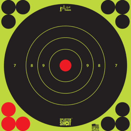 Pro-Shot 6BGREEN12PK SplatterShot Self-Adhesive Paper Black/Green 6" Bullseye 12 Pack