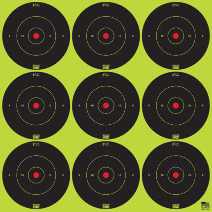 Pro-Shot 2BGREEN108 SplatterShot Self-Adhesive Paper Black/Green 2" Bullseye 12Pack/108Targets