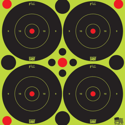 Pro-Shot 3BGREEN48 SplatterShot Self-Adhesive Paper Black/Green 3" Bullseye 12Pack/48Targets