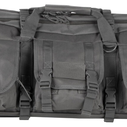 NcStar CVDC2946U36 VISM Double Carbine Case Urban Gray PVC Nylon w/ Foam Padding Lockable Zippers Pockets & MOLLE Webbing