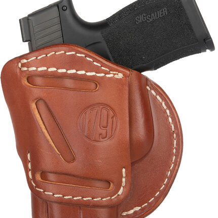 1791 Gunleather 4WH3CBRR 4-Way IWB/OWB Size 03 Classic Brown Leather Belt Clip Compatible w/Glock 26/Ruger LC9/S&W M&P Shield 2.0 9/40 Right Hand
