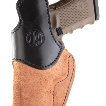 1791 Gunleather RCH4BLBR RCH IWB Size 04 Black/Brown Leather Belt Clip Compatible w/Glock 17/S&W M&P Shield/Springfield XD Right Hand