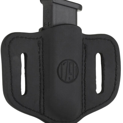 1791 Gunleather MAG12SBLA MAG1.2 Single Mag Holster Stealth Black Leather Belt Slide Compatible w/ Double Stack Ambidextrous