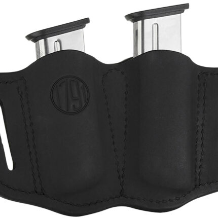 1791 Gunleather MAG21SBLA MAG2.1 Double Mag Holster Stealth Black Leather Belt Slide Belts 1.50" Wide Compatible w/ Single Stack Ambidextrous