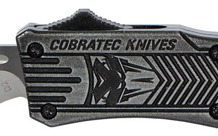 CobraTec Knives SSWCTK1SDNS CTK-1 Small 2.75" OTF Drop Point Plain D2 Steel Blade/Black Stonewashed Aluminum Handle Features Glass Breaker Includes Pocket Clip