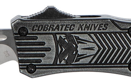 CobraTec Knives SSWCTK1SDS CTK-1 Small 2.75" OTF Part Serrated D2 Steel Blade/Black Stonewashed Aluminum Handle Features Glass Breaker Includes Pocket Clip