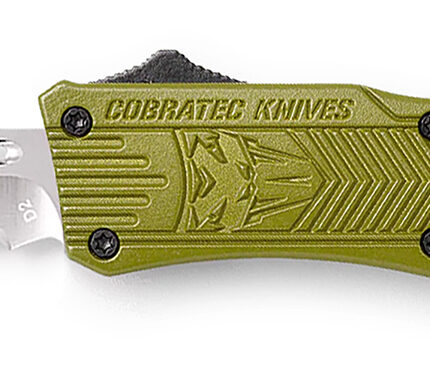 CobraTec Knives SODCTK1SDS CTK-1 Small 2.75" OTF Drop Point Part Serrated D2 Steel Blade/OD Green Aluminum Handle Features Glass Breaker Includes Pocket Clip