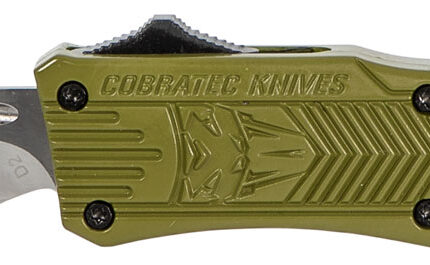 CobraTec Knives SODCTK1STNS CTK-1  Small 2.75" OTF Tanto Plain D2 Steel Blade/OD Green Aluminum Handle Features Glass Breaker Includes Pocket Clip