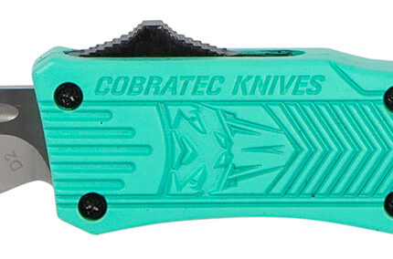 CobraTec Knives STFCTK1SDNS CTK-1 Small 2.75" OTF Drop Point Plain D2 Steel Blade/Tiffany Blue Aluminum Handle Features Glass Breaker Includes Pocket Clip