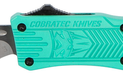CobraTec Knives STFCTK1STNS CTK-1 Small 2.75" OTF Tanto Plain D2 Steel Blade/Tiffany Blue Aluminum Handle Features Glass Breaker Includes Pocket Clip