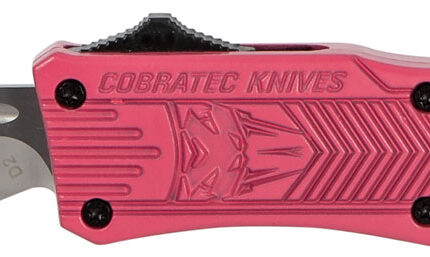 CobraTec Knives SPKCTK1SDNS CTK-1  Small 2.75" OTF Drop Point Plain D2 Steel Blade/Pink Aluminum Handle Features Glass Breaker Includes Pocket Clip