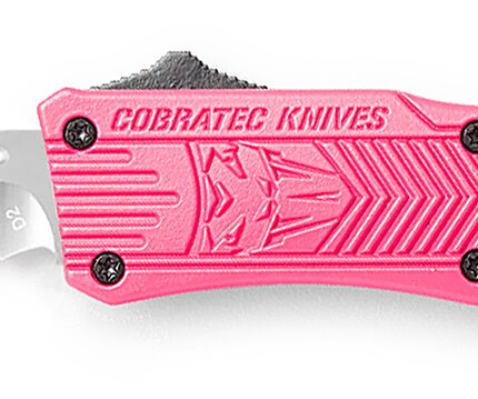 CobraTec Knives SPKCTK1SDS CTK-1 Small 2.75" OTF Drop Point Part Serrated D2 Steel Blade/ Pink Aluminum Handle Features Glass Breaker Includes Pocket Clip