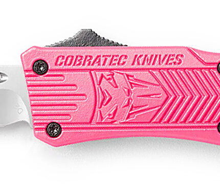 CobraTec Knives SPKCTK1STNS CTK-1 Small 2.75" OTF Tanto Plain D2 Steel Blade/Pink Aluminum Handle Features Glass Breaker Includes Pocket Clip
