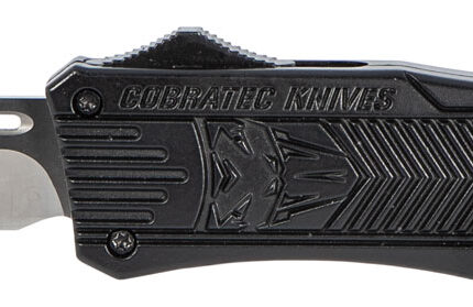 CobraTec Knives MBCTK1MDNS CTK-1 Medium 3" OTF Drop Point Plain D2 Steel Blade/Black Aluminum Handle Features Glass Breaker Includes Side Button