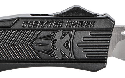CobraTec Knives MBSTK1MTNS CTK-1 Medium 3" OTF Tanto Plain D2 Steel Blade/Black Aluminum Handle Features Glass Breaker Includes Pocket Clip
