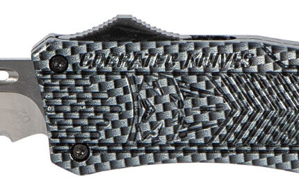 CobraTec Knives MSCFTK1MDS CTK-1  Medium 3" OTF Drop Point Part Serrated D2 Steel Blade/ Carbon Fiber Aluminum Handle Features Glass Breaker Includes Pocket Clip