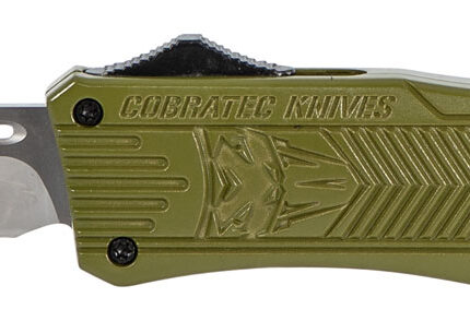 CobraTec Knives MODCTK1MTNS CTK-1  Medium 3" OTF Tanto Plain D2 Steel Blade/OD Green Aluminum Handle Features Glass Breaker Includes Pocket Clip