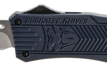 CobraTec Knives MNYCTK1MTNS CTK-1  Medium 3" OTF Tanto Plain D2 Steel Blade/NYPD Blue Aluminum Handle Features Glass Breaker Includes Pocket Clip